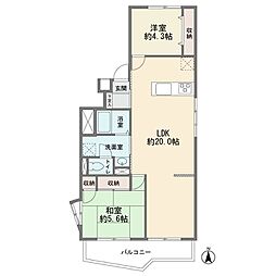 東急西市ヶ尾ドエリングB棟 2LDKの間取図画像
