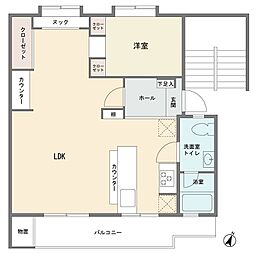東京都住宅供給公社町田木曽住宅ト-9 1LDKの間取図画像