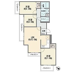 ヒルトップ菊名B棟 3LDKの間取図画像
