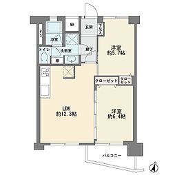東急ドエル江田ビレジB棟 2LDKの間取図画像