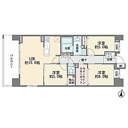 クレストプライムレジデンスアベニュー弐番街 3LDKの間取図画像