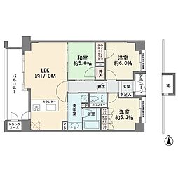 レクセル横濱日吉 3LDKの間取図画像