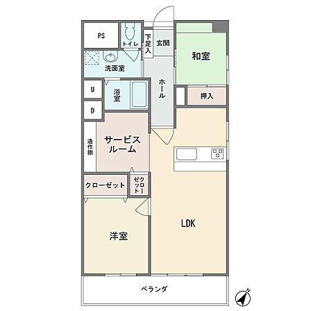 8階部分の東南向き ワイドバルコニー カウンターキッチン 2LDK+サービスルーム 現況空室 総戸数317戸 日本ハウズイングへの委託管理