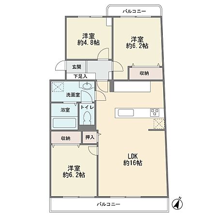 4階部分の東南向き 両面バルコニー カウンターキッチン LDK16帖 3LDK 2019年にリフォーム済み 新耐震基準 総戸数428戸