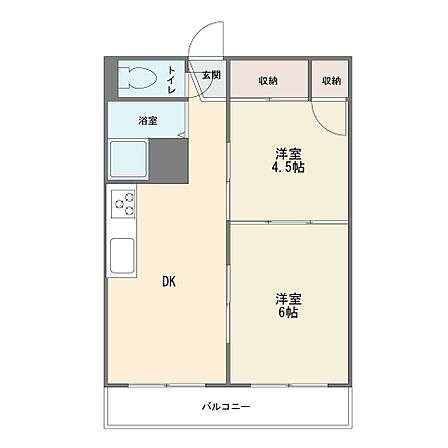4階部分の東南向き ワイドバルコニー 2DK 現況空室 エアコン付き 新百合ヶ丘駅徒歩9分 百合ヶ丘駅徒歩7分