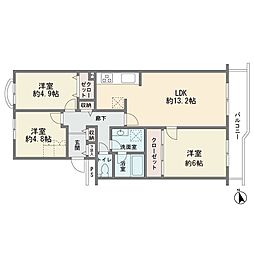 サンマンション青葉台 3LDKの間取図画像