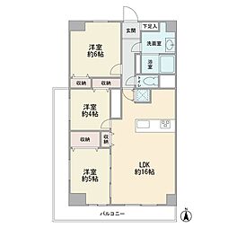 多摩川ビューハイツ 3LDKの間取図画像