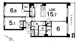 入間ビレジ8号棟 3LDKの間取図画像