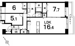 UR都市機構入間駅前プラザ8号棟 3LDKの間取図画像