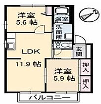 ディアス和田 202 ｜ 山口県下関市彦島老町3丁目（賃貸アパート2LDK・2階・53.28㎡） その2