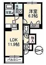 シャーメゾン清末 102 ｜ 山口県下関市清末鞍馬1丁目（賃貸アパート1LDK・1階・43.34㎡） その2