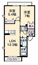 グランマストアベニューB棟 301 ｜ 山口県下関市伊倉新町2丁目（賃貸アパート2LDK・3階・55.30㎡） その2