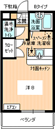 クオリティビラージュ23 2階1Kの間取り
