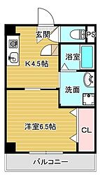 パールホームズ稗田 5階1Kの間取り
