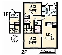 シャーメゾンリヴィエール 2LDKの間取図画像