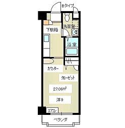 ユニゾン一の宮 1Kの間取図画像