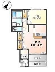 ウィステリア王司3番館 1LDKの間取図画像