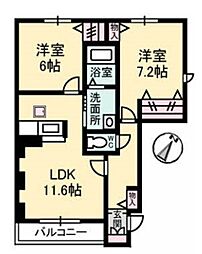 シャーメゾンシエクル 2LDKの間取図画像