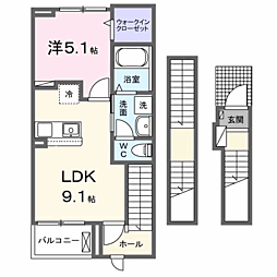 下関市綾羅木新町1丁目アパート 1LDKの間取図画像