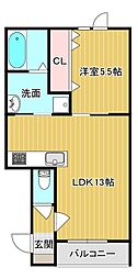 フィール長府八幡 1LDKの間取図画像