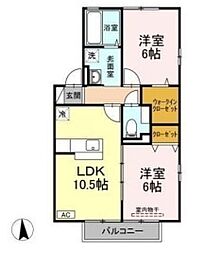 ヴィライーハトーヴA 2LDKの間取図画像