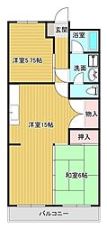 藤本ハウス 2LDKの間取図画像