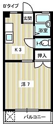アレス豊町 1Kの間取図画像