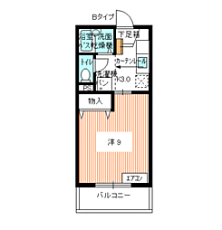 マリンコート吉見 1Kの間取図画像