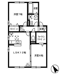 セントラルビューB 2LDKの間取図画像