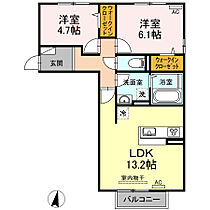 エレガントIII 101 ｜ 山口県宇部市芝中町（賃貸アパート2LDK・1階・57.91㎡） その2