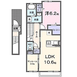 サクラ・コート 1LDKの間取図画像