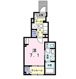 ルミナーレ3 1Kの間取図画像