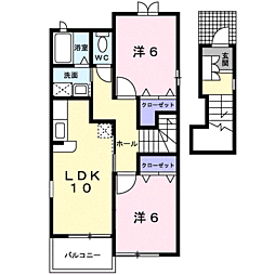 ゼフィロス 2LDKの間取図画像