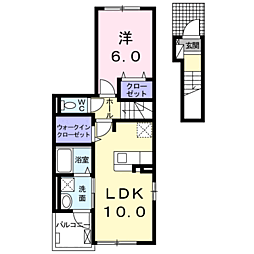モンプリエールB 1LDKの間取図画像