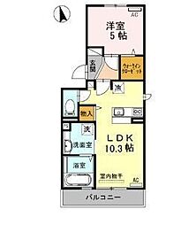 エスポワール中村 1LDKの間取図画像