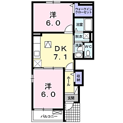 センプレヴェルデ3 2DKの間取図画像
