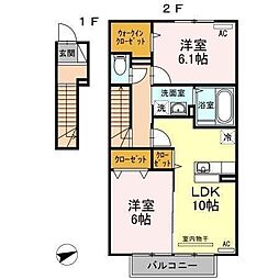 サンセールセゾン 2LDKの間取図画像