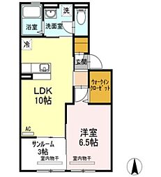 エーススクエア妻崎 1LDKの間取図画像