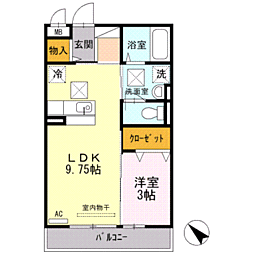アドラーブル 1LDKの間取図画像