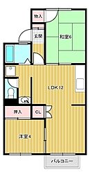 グリーンハイツ楓 2LDKの間取図画像