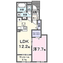 ヴェルデ・ヴェントII 1LDKの間取図画像