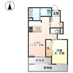 エアリアル 1LDKの間取図画像