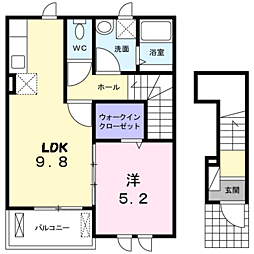 アンジュ4 1LDKの間取図画像