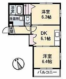 エクセレントシティ2 2DKの間取図画像
