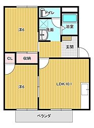 ヴィラコートA 2LDKの間取図画像