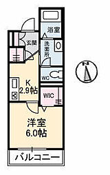 シャーメゾングリーンA 1Kの間取図画像