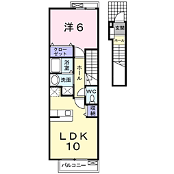 アンジュ2 1LDKの間取図画像