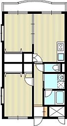 クレアベルTANAKA 2DKの間取図画像