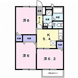 グリーンハイムB 3Kの間取図画像