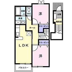 ヴァンクールB 2LDKの間取図画像